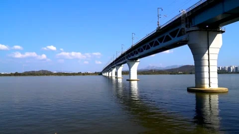 Bridge river blue sky Video stock 274035145