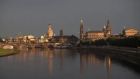 The  bridge on river of city Dresden Stock Footage 76950924