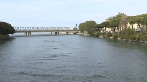 The bridge on river Entella Stock Footage 57066540