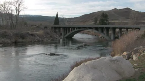 Bridge with a river Stock Footage 7746108