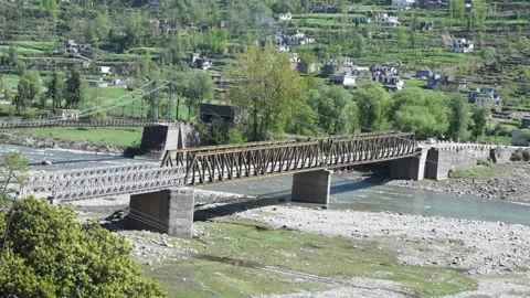 Bridge on a river Stock Footage 270208856