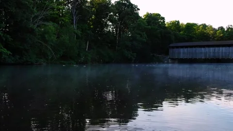 A bridge on a river in Michigan Stock Footage 137334319