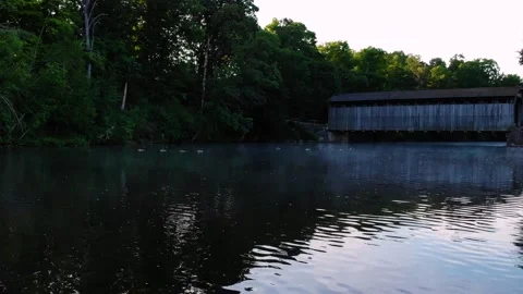 A bridge on a river in Michigan Stock Footage 137335501
