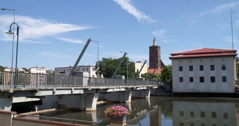 Bridge at river Neisse separating Poland and Germany Stock Footage 115090919