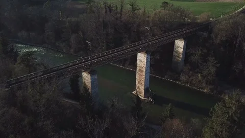 Bridge, River, Train tracks, Tree, Forest, Sunrise, Morning, 4K 스톡 동영상 90528830