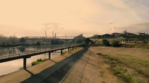 Bridge of river of water Stock Footage 308377404