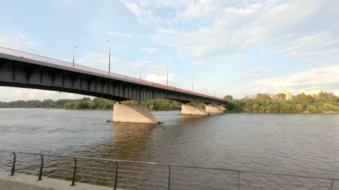 Bridge river wisla in Warsaw Stock Footage 169045718