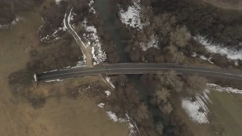 Bridge with road over the river 4K drone video Stock Footage 102782699