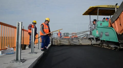 Bridge road reconstruction Stockbeeldmateriaal 47886187