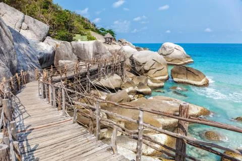 Bridge on the rocks Stock Photos