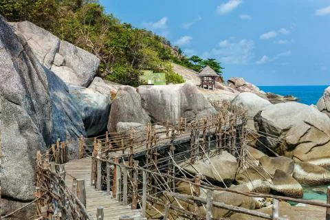 Bridge on the rocks Stock Photos