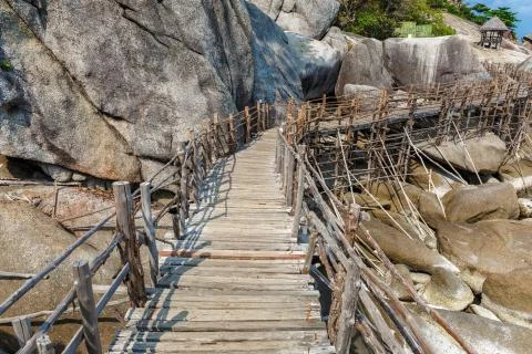 Bridge on the rocks 스톡 사진