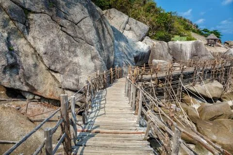 Bridge on the rocks Stock Photos