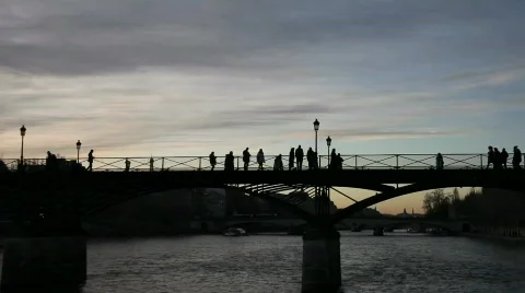 Bridge of "Saint Andre des arts" Stock Footage 593472