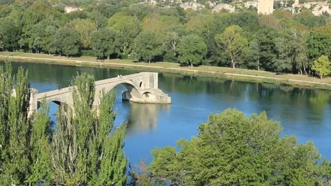 The bridge Saint Benezet on the Rhone. Stock Footage 135970688