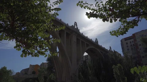 Bridge of Saint George low angle shot. Alcoy, Spain. Stock Footage 138881695