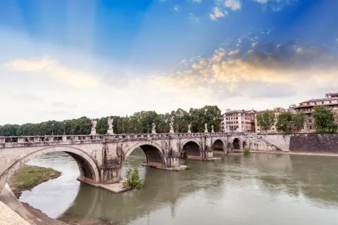 Bridge sant'angelo in rome. Stock Photos