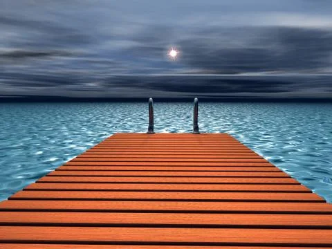 Bridge to the sea Stock Illustration