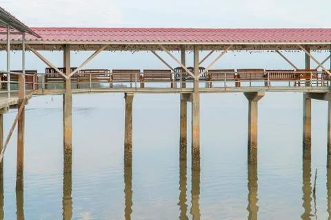 Bridge to the sea on side view Stock Photos
