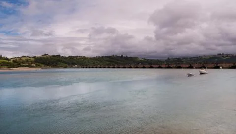 The bridge that separates the port from the ocean Stock Photos