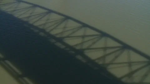 Bridge shadow on river Stock Footage 33756812