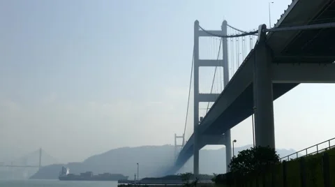 Bridge with ship crossing Stock Footage 55888665