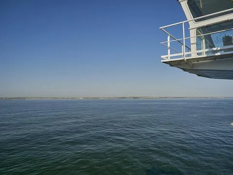 Bridge of a ship driving over the open sea Stock Photos