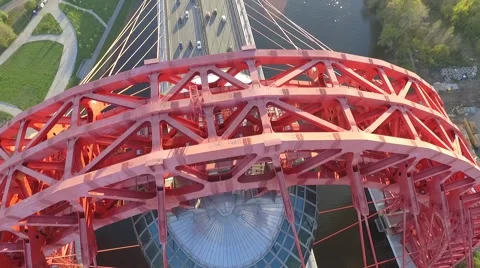 Bridge up side under red sunset Stock Footage 55627915