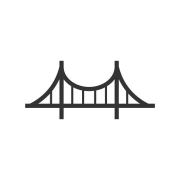 Bridge sign icon in flat style. Drawbridge vector illustration on white isola Ilustração Stock