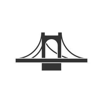 Bridge sign icon in flat style. Drawbridge vector illustration on white isola Ilustração Stock