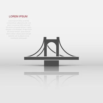 Bridge sign icon in flat style. Drawbridge vector illustration on white iso.. Stock Illustration