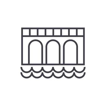 Bridge sign vector line icon, sign, illustration on background, editable strokes Illustrazione stock