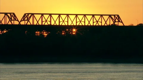 Bridge silhouette Stock Footage