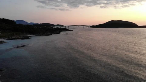 Bridge silhouette in the sunset Stock Footage 129750589