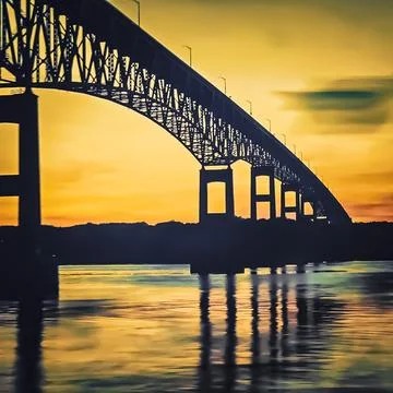 Bridge Silhouette at Sunset Stock Photos