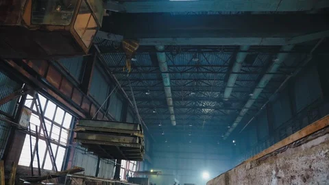 Bridge single girder crane moves reinforced concrete panel Stock Footage 106521166