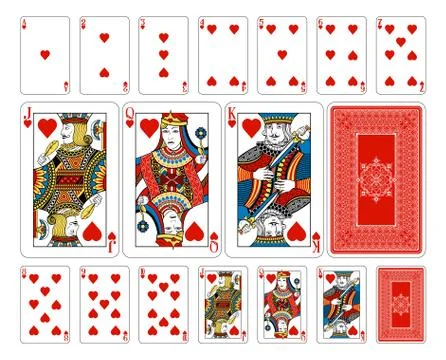 Bridge size Heart playing cards plus reverse Stock Illustration