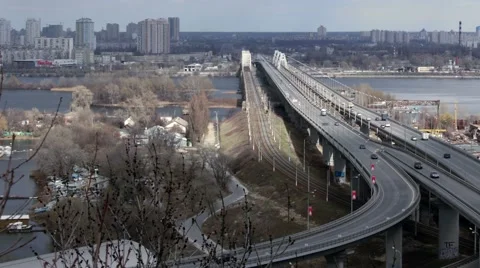 Bridge skyscrapers cloudy timelapse Stock Footage 48934535
