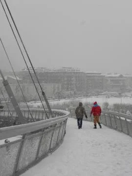 Bridge   with snow Foto stock