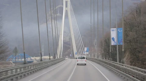 Bridge Sochi view from the bus 01 Stock Footage 36496334