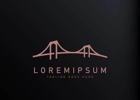 Bridge solutions logo design. Vector illustration of modern linear bridge cor 스톡 일러스트