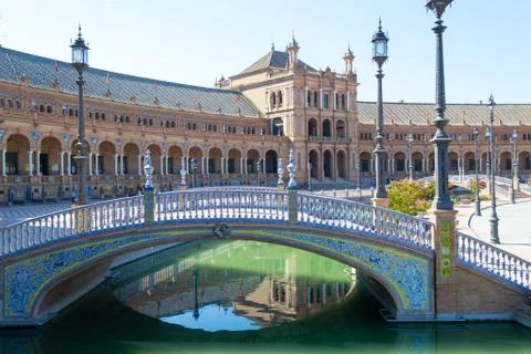 Bridge at Spain square Stock Photos