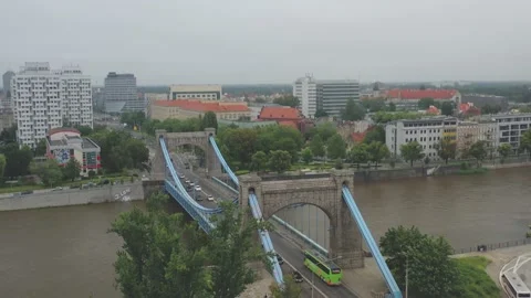 Bridge, Span over the bridge, Wroclaw, Poland Stock Footage 135239170