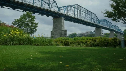 Bridge Spanning Across a River Stock Footage 108879103