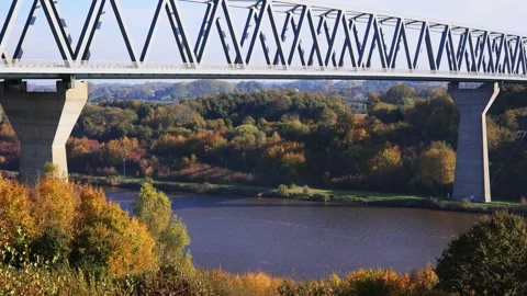 Bridge spanning the Kiel canal Stock Footage 166921553