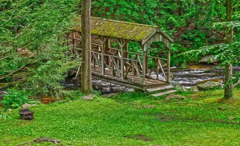 The bridge spanning willard brook Foto stock