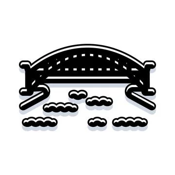 Bridge structure arching over water with clouds Ilustração Stock