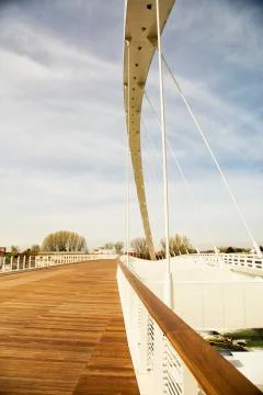 Bridge structure in blue cloudy sky Stock Photos