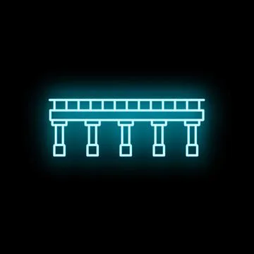Bridge structure glowing neon outline connecting sides concept 스톡 일러스트