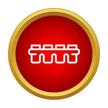 Bridge structure icon in red circle with gold border Stock Illustration